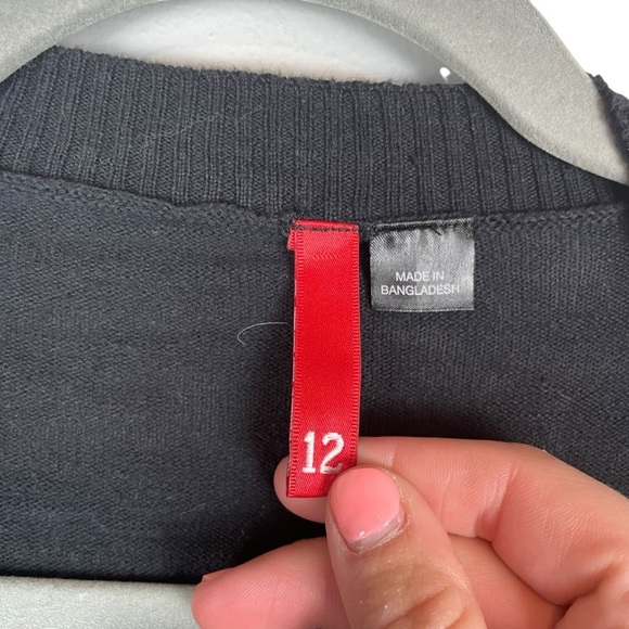 H&M Divided Black Open Front Longline Cardigan 100% Cotton Women’s Size 12 - Picture 4 of 7